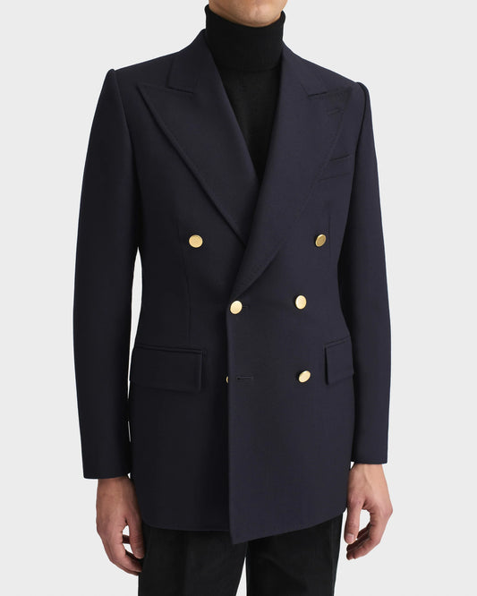 Husbands Paris | Double Breasted Jacket in Wool Twill Navy