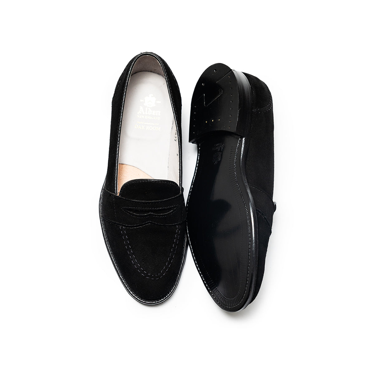 Alden | 6839 Full Strap Penny Loafer Black Suede