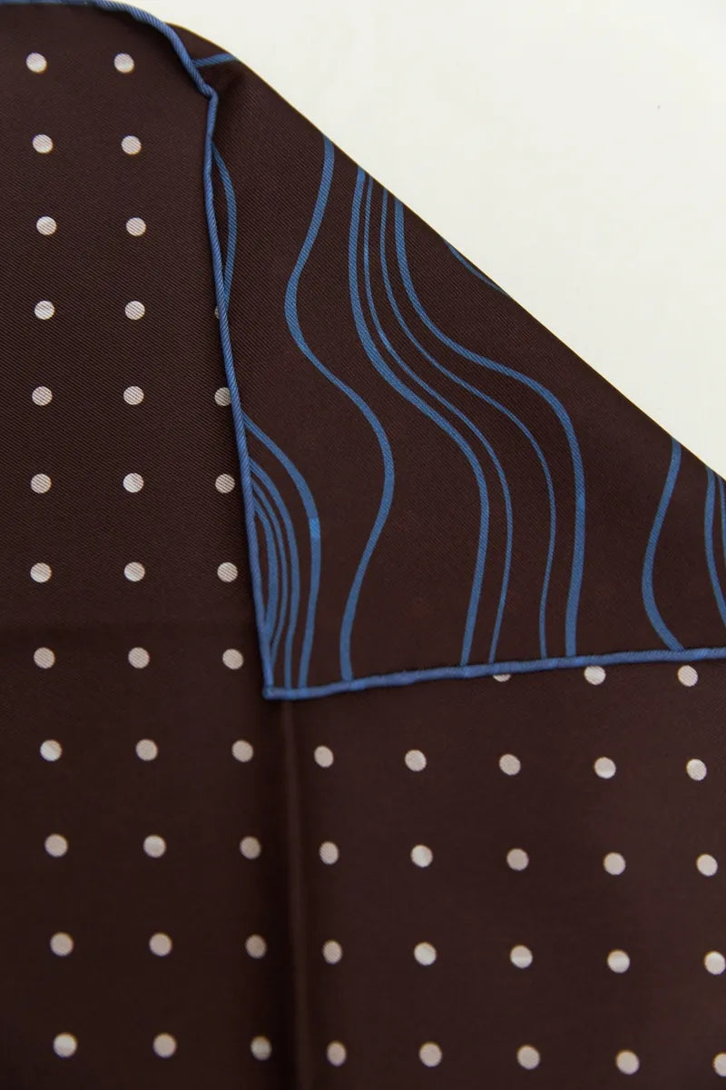 Holliday & Brown | Double Face Brown Pattern Pocket Square 38521 2