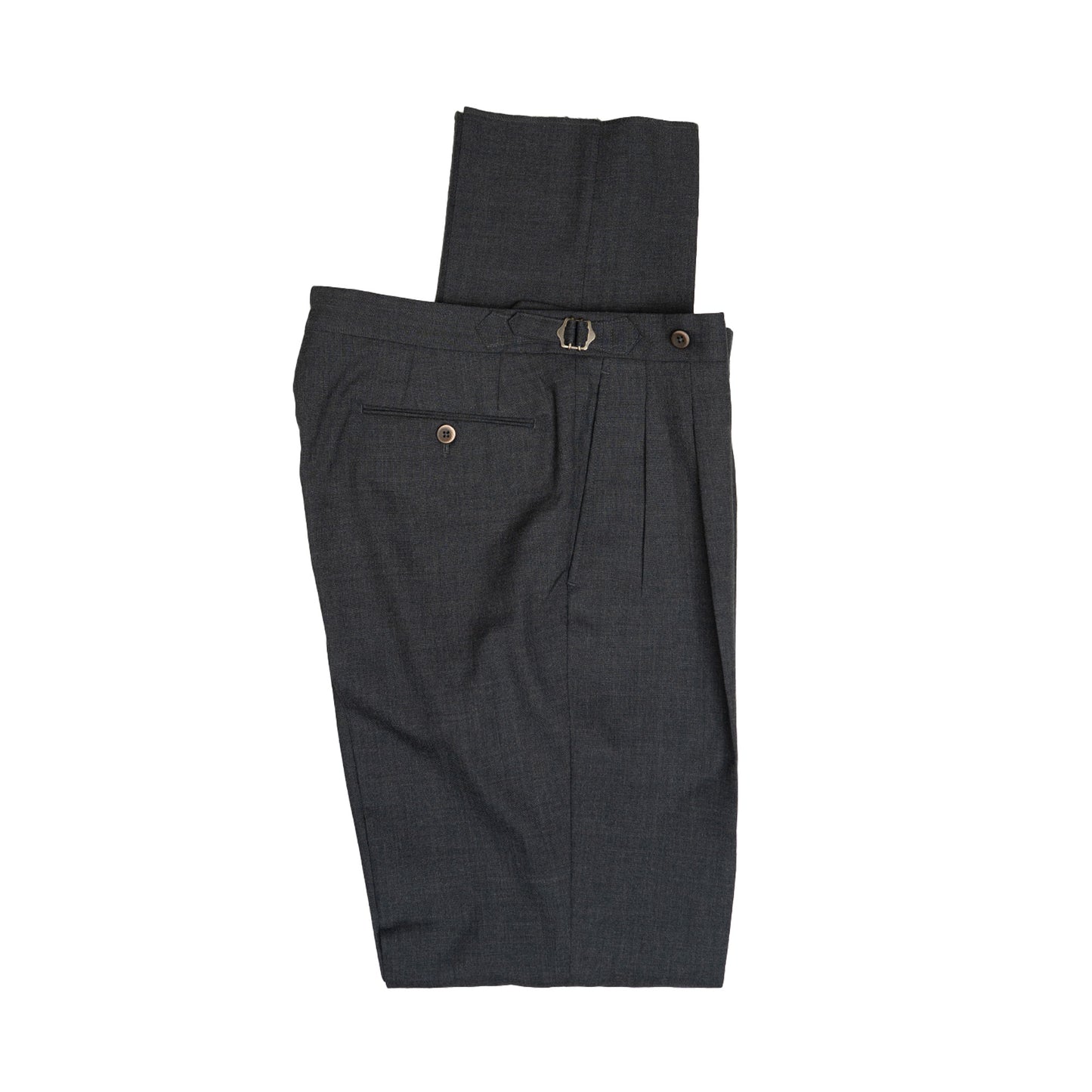 Echizenya | Charcoal Pleated Tropical Wool Trousers