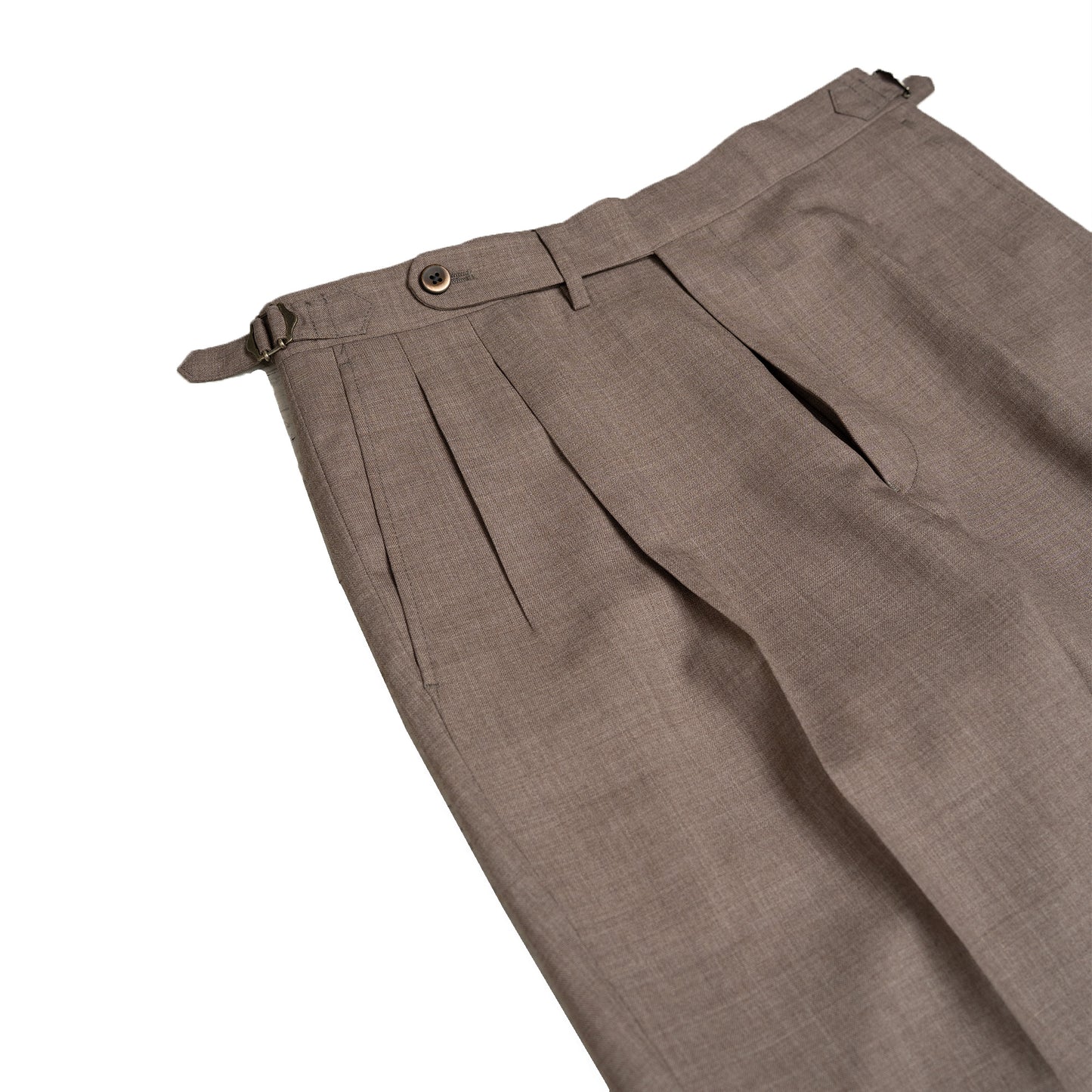 Echizenya | Oatmeal Pleated Tropical Wool Trousers