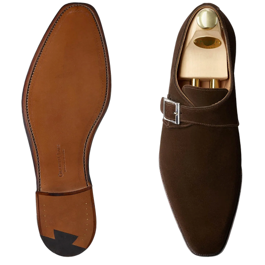 Crockett & Jones | Monkton Single Monk Dark Brown Suede