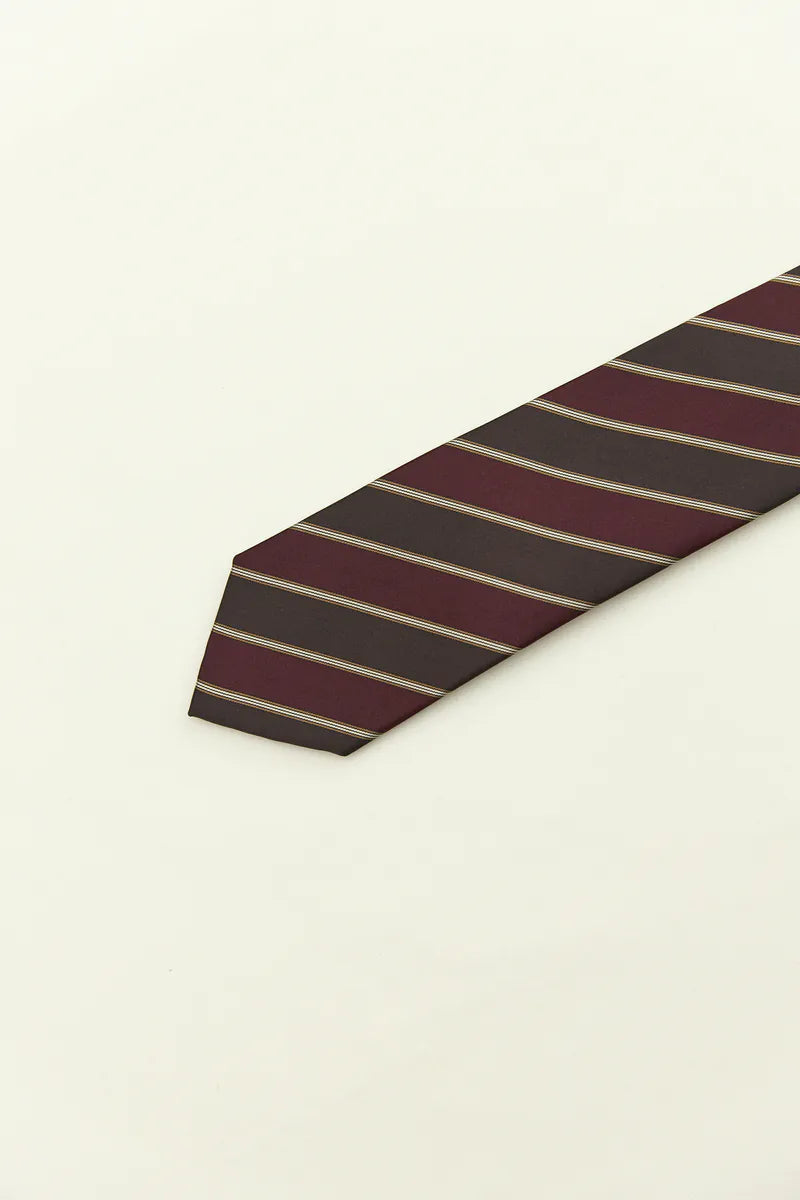 Holliday & Brown | Brown & Burgundy Stripe Tie FC383 4