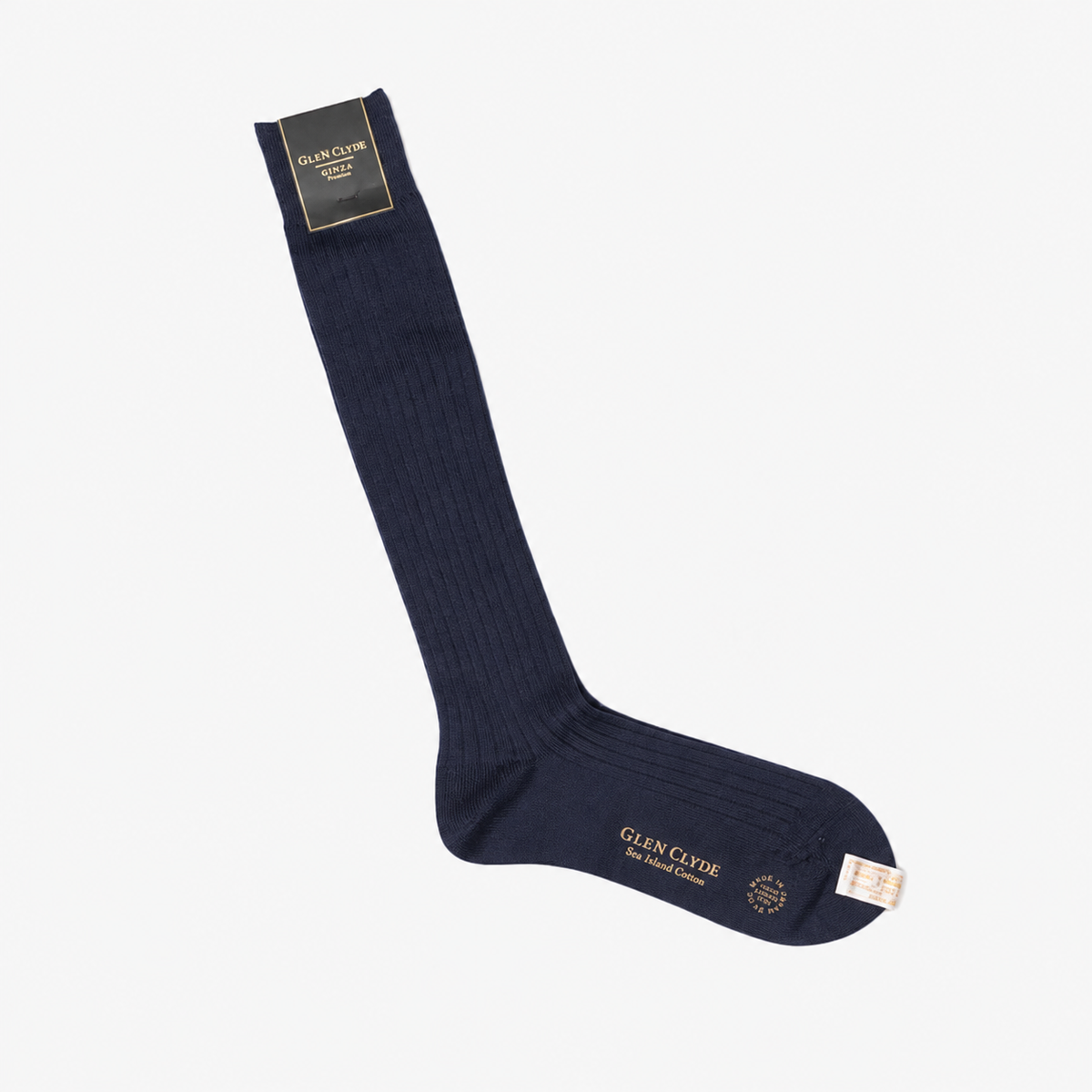 Glen Clyde | Sea Island Cotton Long Socks Navy