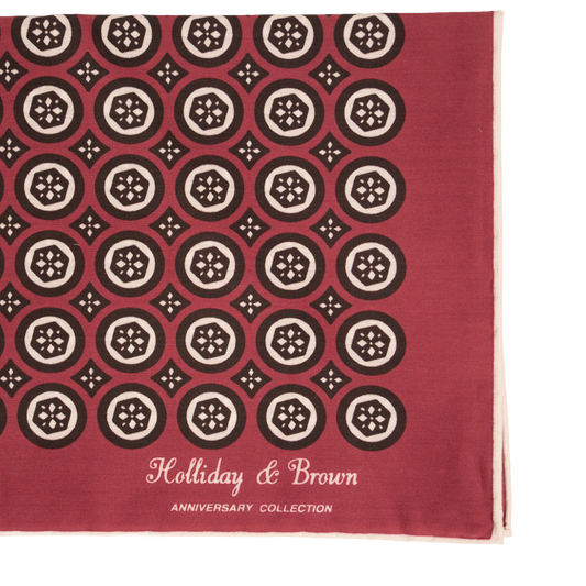 Holliday & Brown | 100th Anniversary Cotton & Silk Neckerchief Geometric Scarlet 58180 6