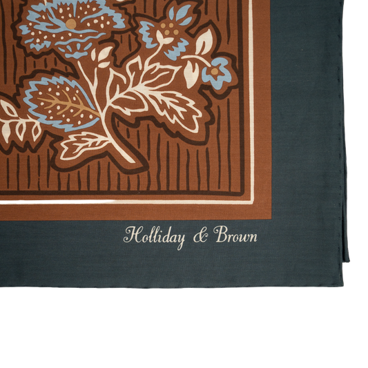 Holliday & Brown | Cotton & Silk Neckerchief Elephant & Garden Terracotta 57594 6
