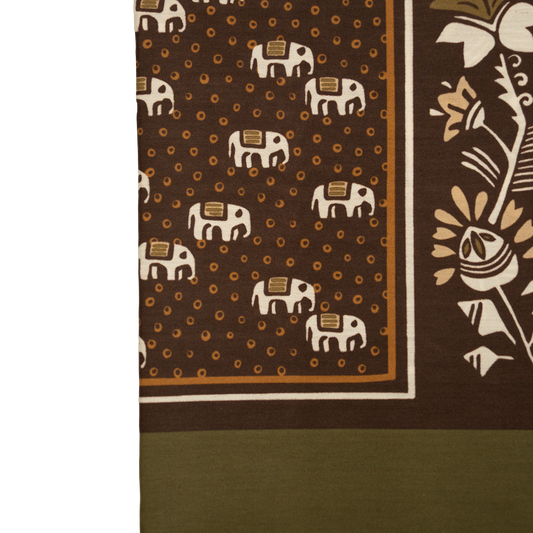 Holliday & Brown | Cotton & Silk Neckerchief Elephant & Garden Green 57594 1
