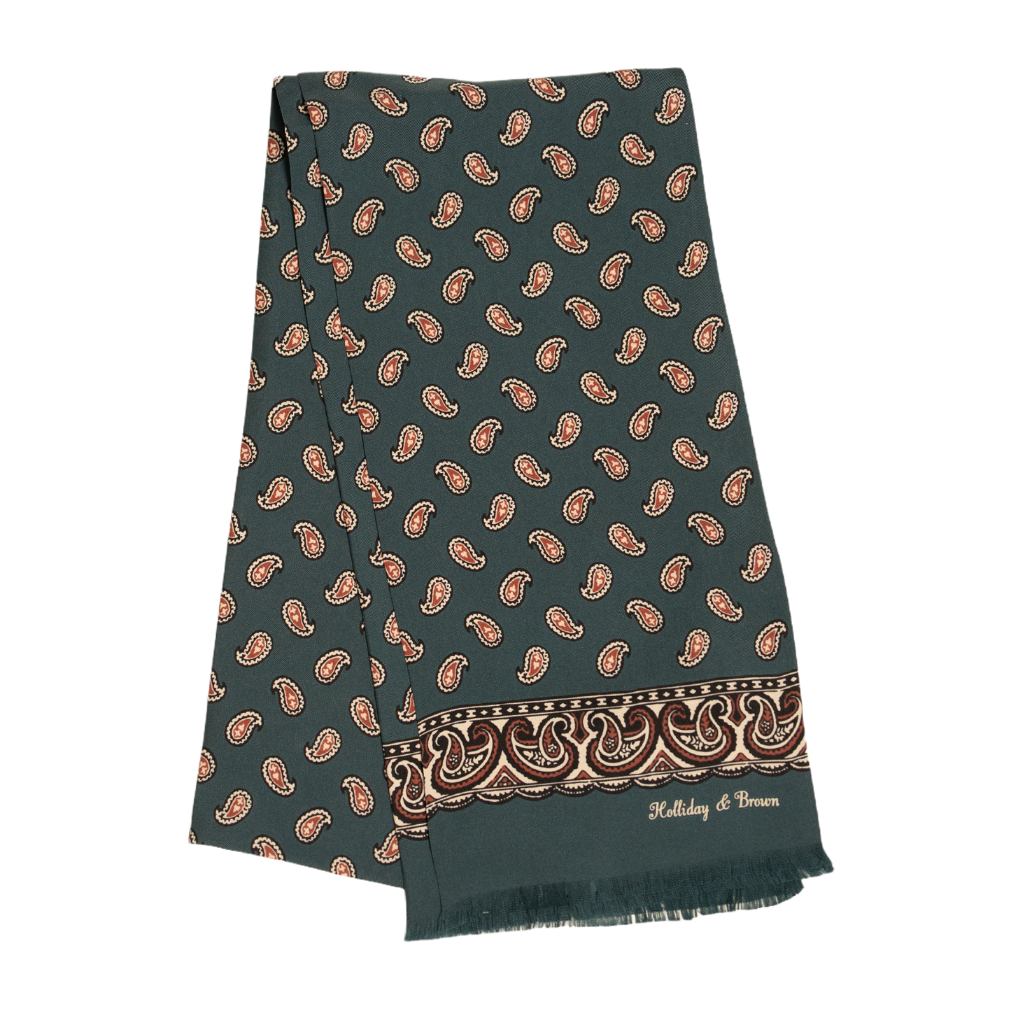 Holliday & Brown | Silk Summer Scarf Foulard Emerald Paisley 56875 3