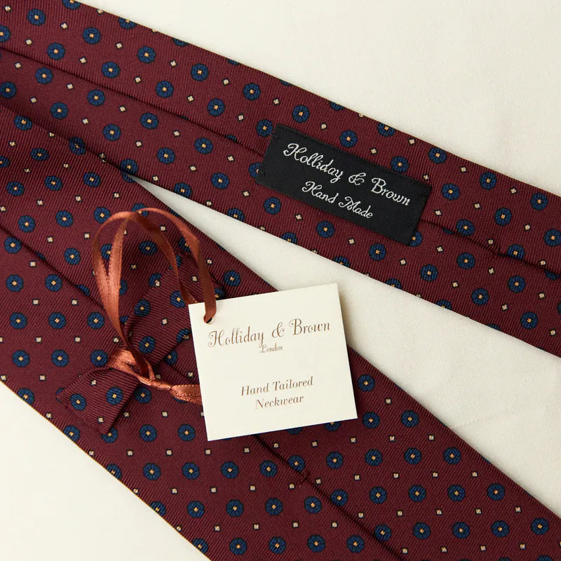Holliday & Brown | Floral Dotted Tie Dark Red JF314 2