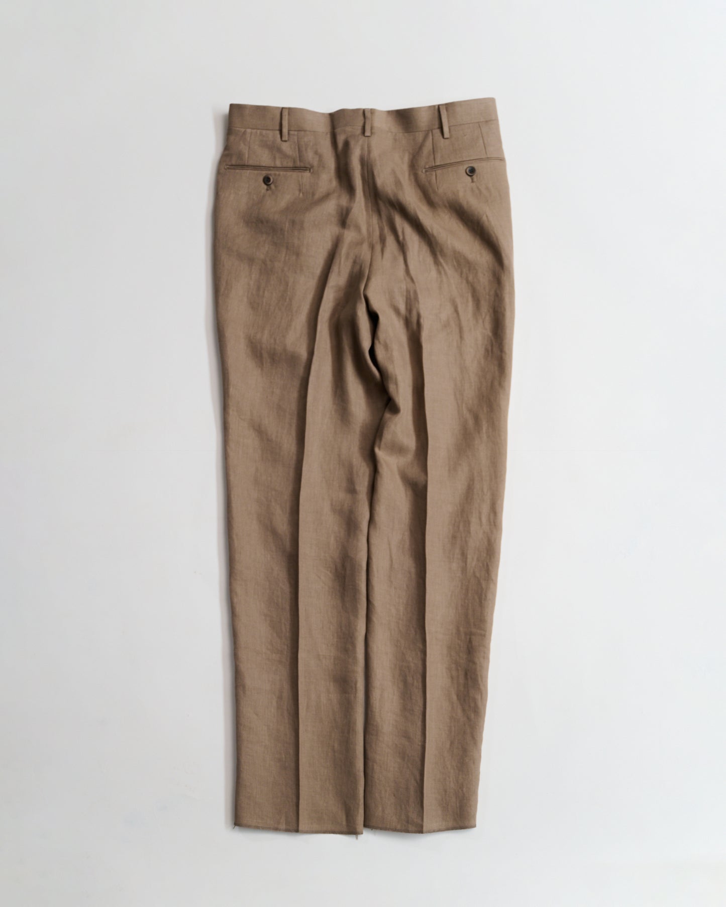 Echizenya | Brown Pleated Pure Linen Trousers