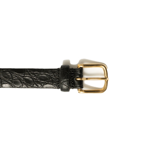 Simonnot Godard | Crocodile 25mm Brass Black Belt