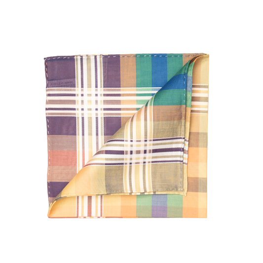 Simonnot Godard | Madras Bleu Pocket Square