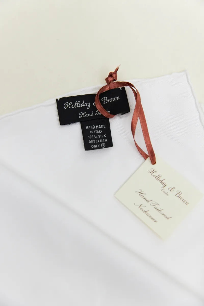 Holliday & Brown | Silk Plain White Pocket Square 05302 1