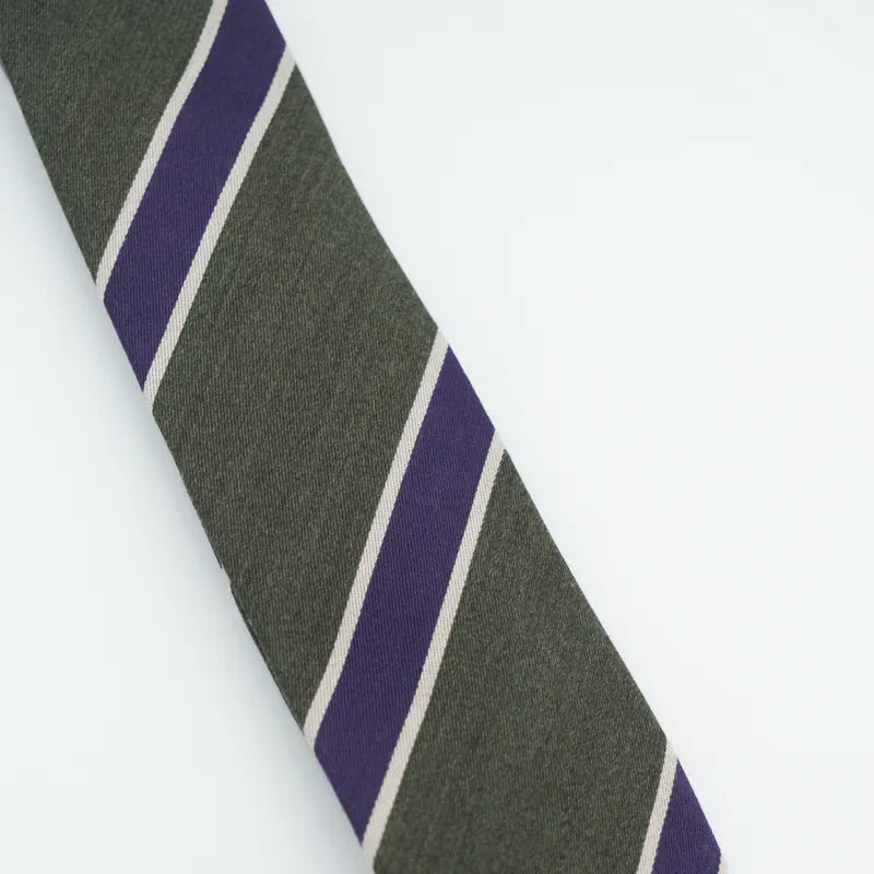 Holliday & Brown | Charcoal Grey With Purple & White Stripe Tie W9233 6