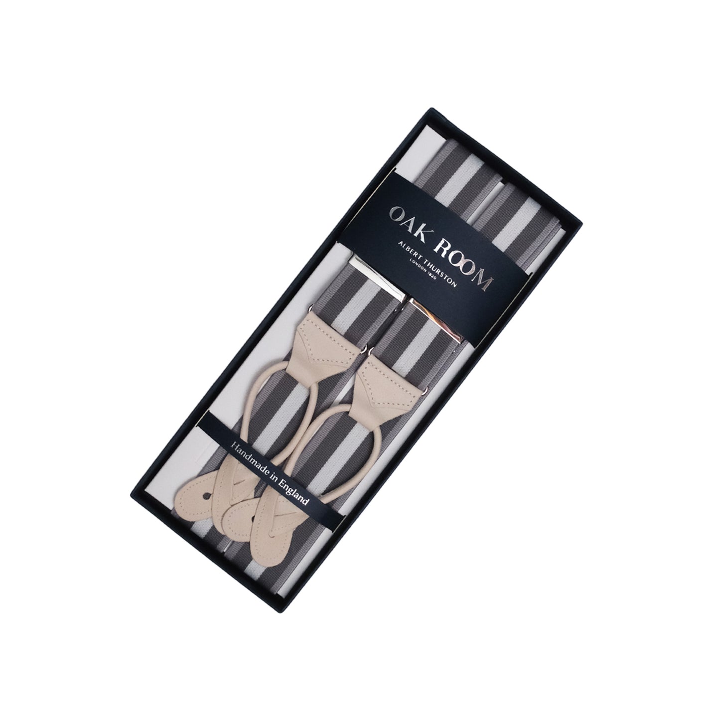 Albert Thurston | Grey & Ivory Stripe Braces