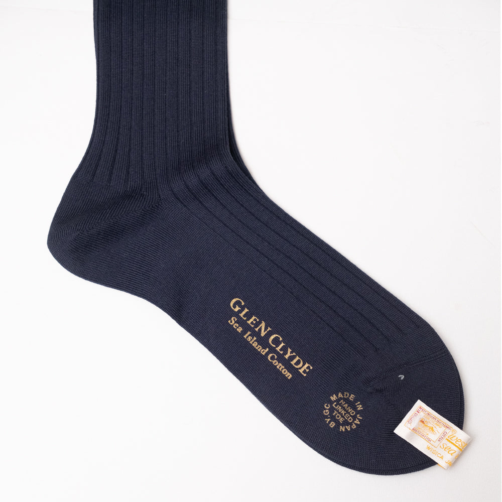 Glen Clyde | Sea Island Cotton Short Socks Navy