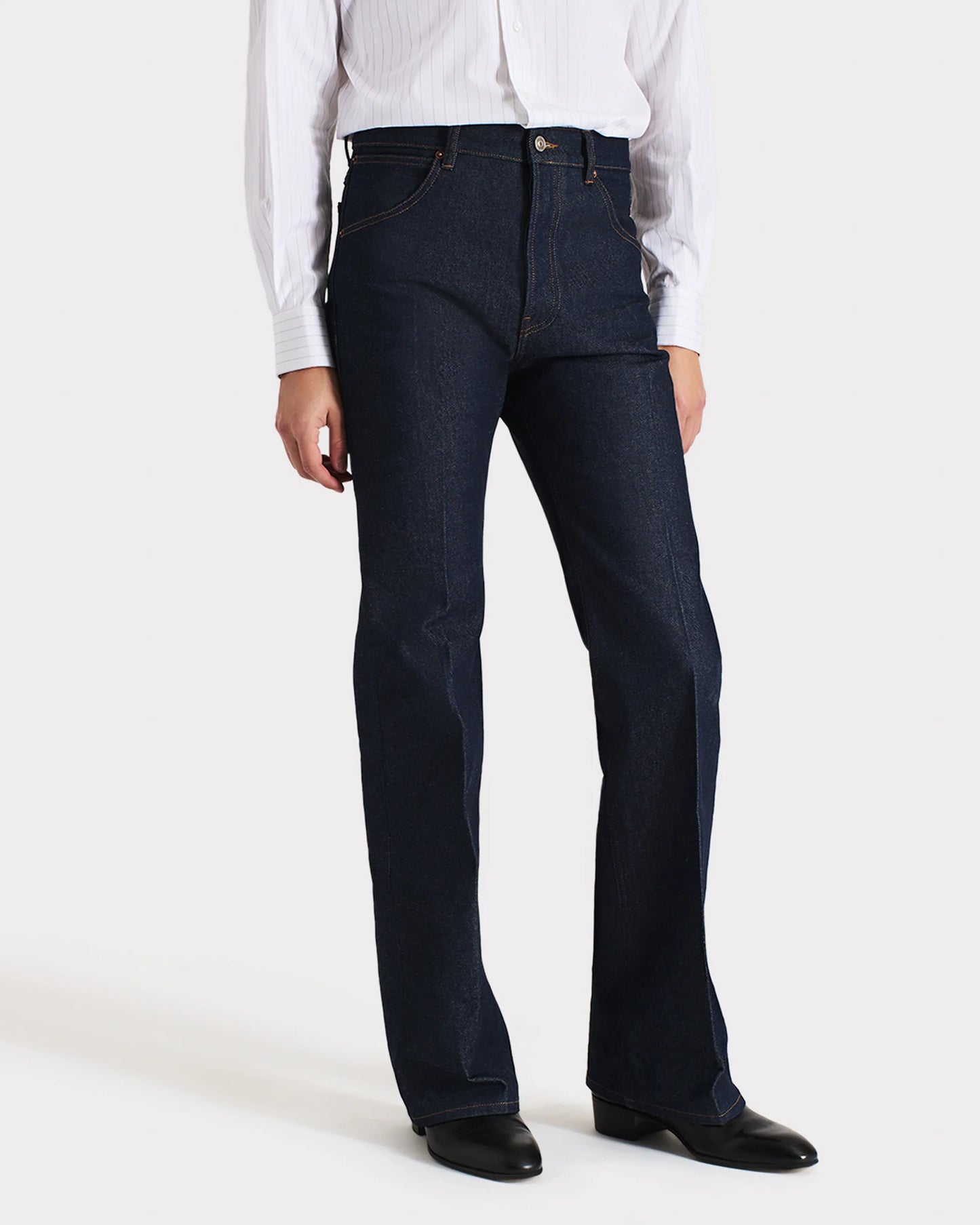Husbands Paris | Flared High Waisted Jeans In Denim Indigo