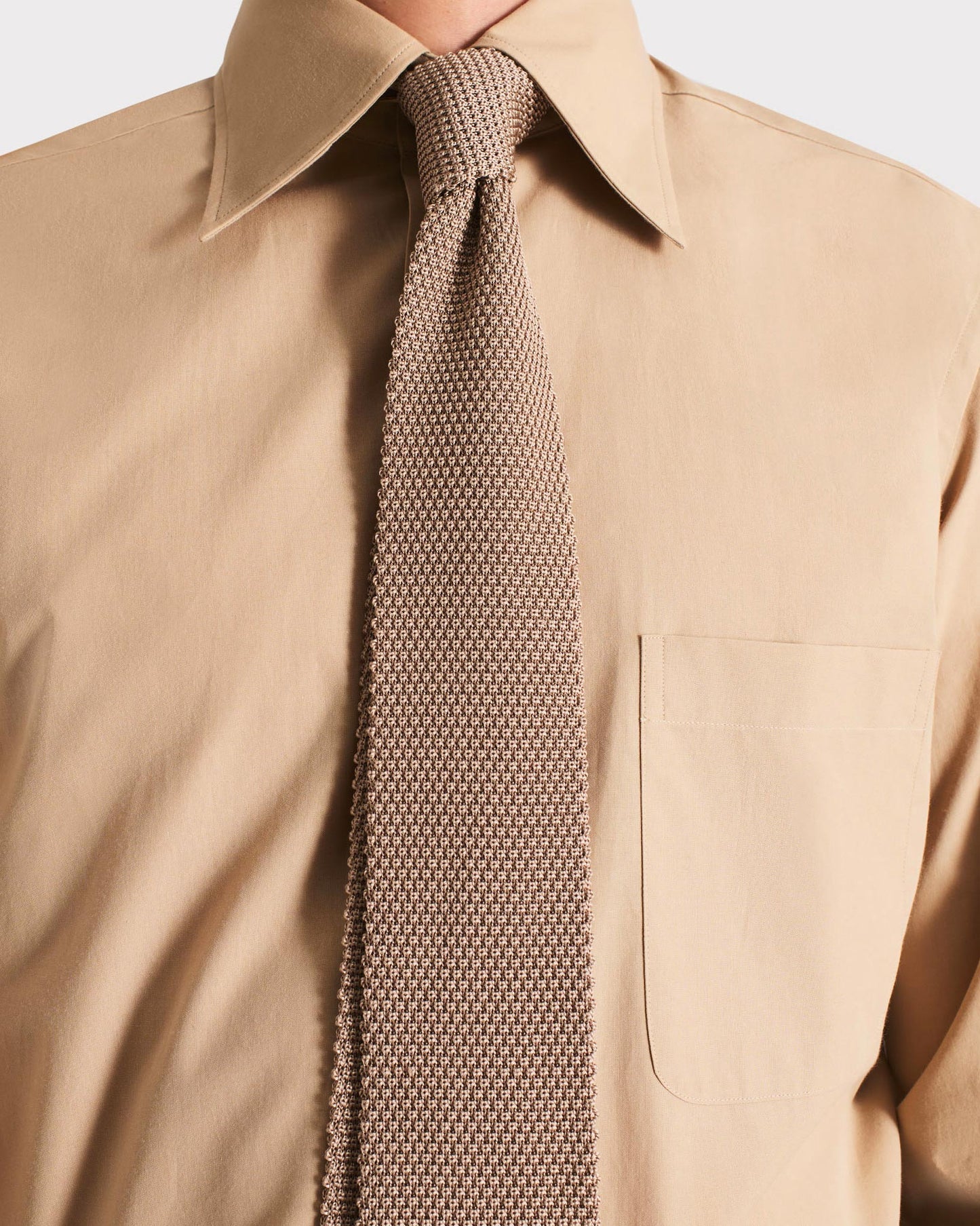 Husbands Paris | Wide Collar Shirt In Poplin Dark Beige