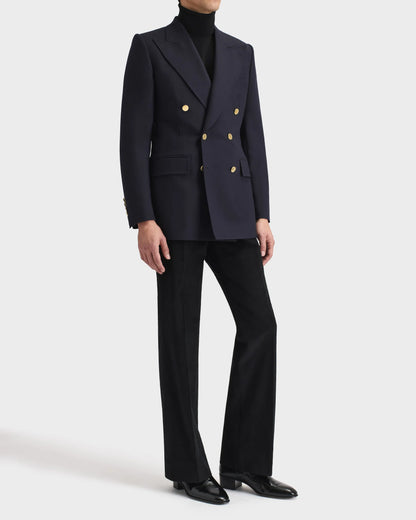 Husbands Paris | Double Breasted Jacket in Wool Twill Navy