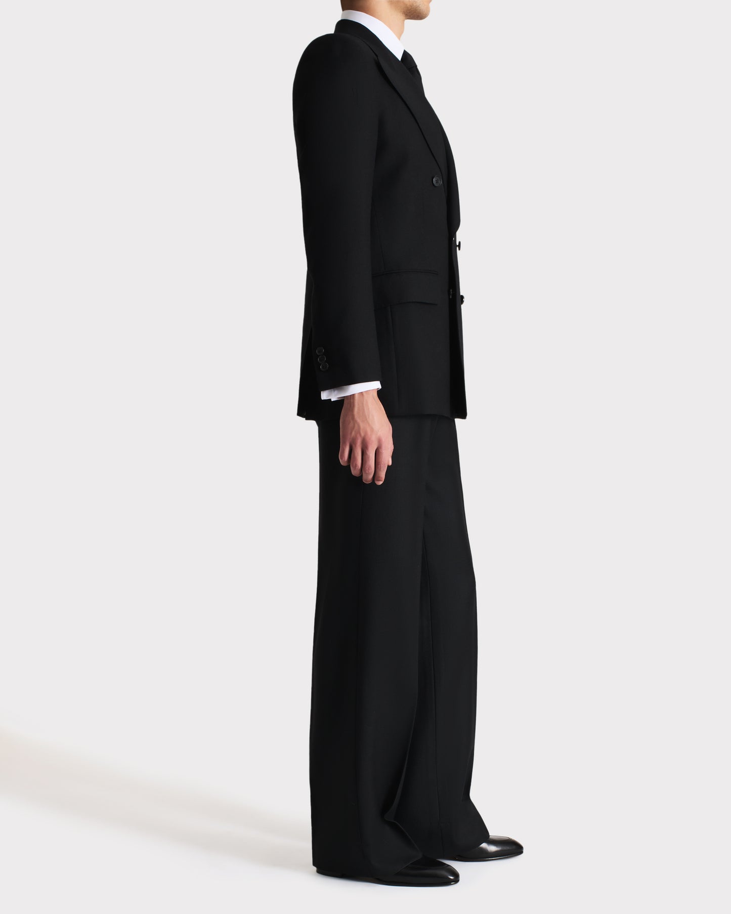 Husbands Paris | Double-Breasted Suit in Wool Twill Black