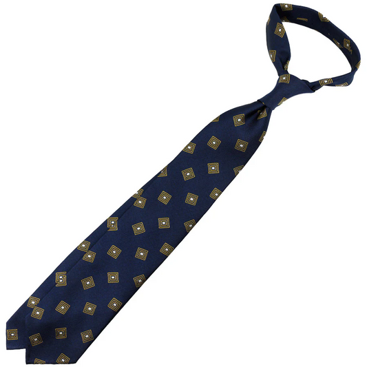 Shibumi Firenze | Geometrical Japanese Boucle Silk Tie Navy