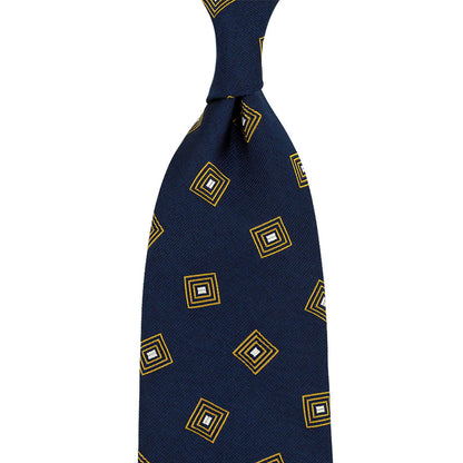 Shibumi Firenze | Geometrical Japanese Boucle Silk Tie Navy