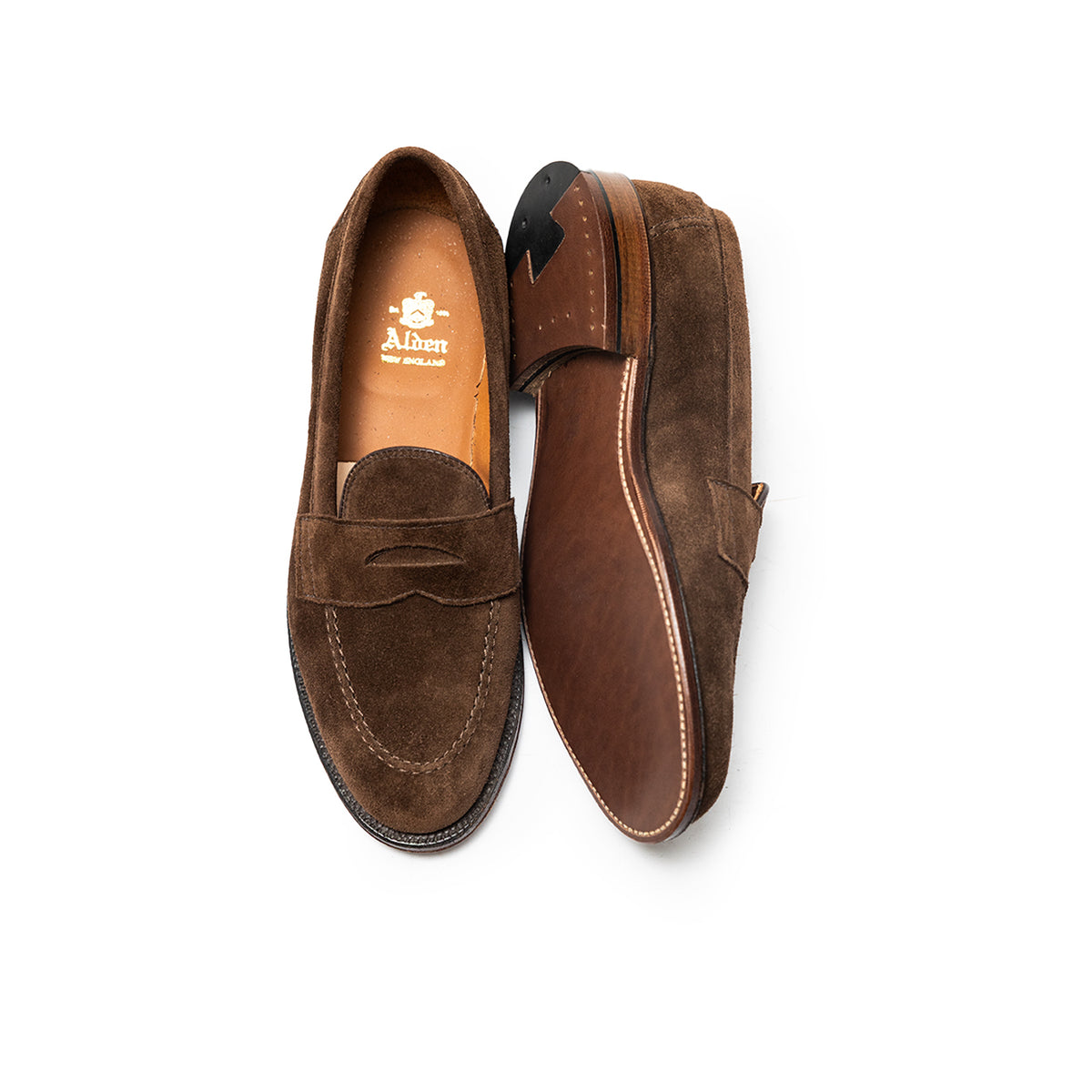 Alden | 9697F Flex Penny Loafer in Brown Suede