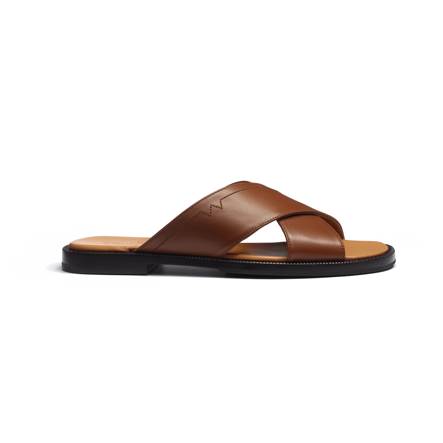 J.M.Weston | Sandal Crossed Mule Double V Tan Calf