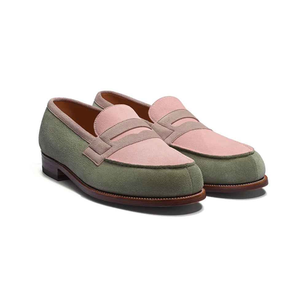 JMWeston | 180 Loafer Light Pink Parme &amp; Old Gold Suede