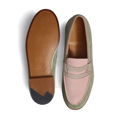 JMWeston | 180 Loafer Light Pink Parme &amp; Old Gold Suede