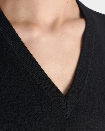 Husbands Paris | V-Neck Sweater In Superfine Lambswool Black