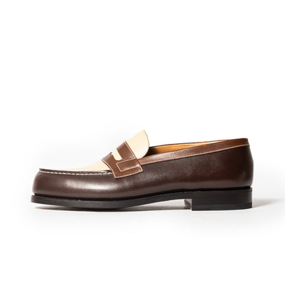 J.M.Weston | 180 Loafer Dark Brown/Tan/Porcelain Box Calf