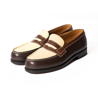 J.M.Weston | 180 Loafer Dark Brown/Tan/Porcelain Box Calf