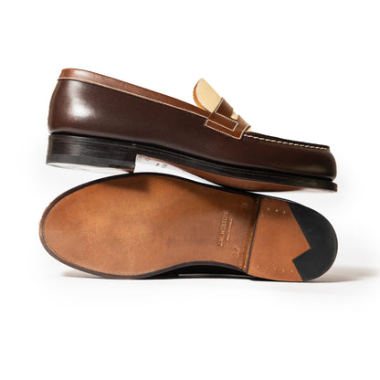 J.M.Weston | 180 Loafer Dark Brown/Tan/Porcelain Box Calf