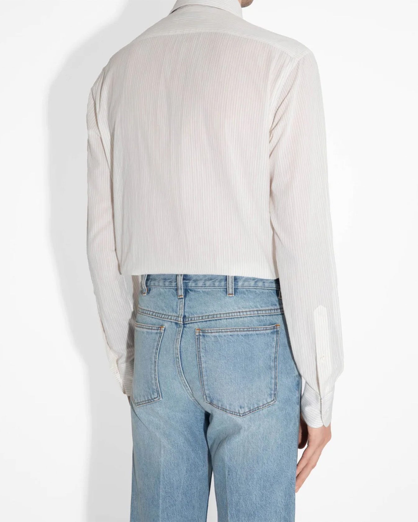 Husbands Paris | 2 Pockets Wide Collar Shirt Dark Brown Stripes