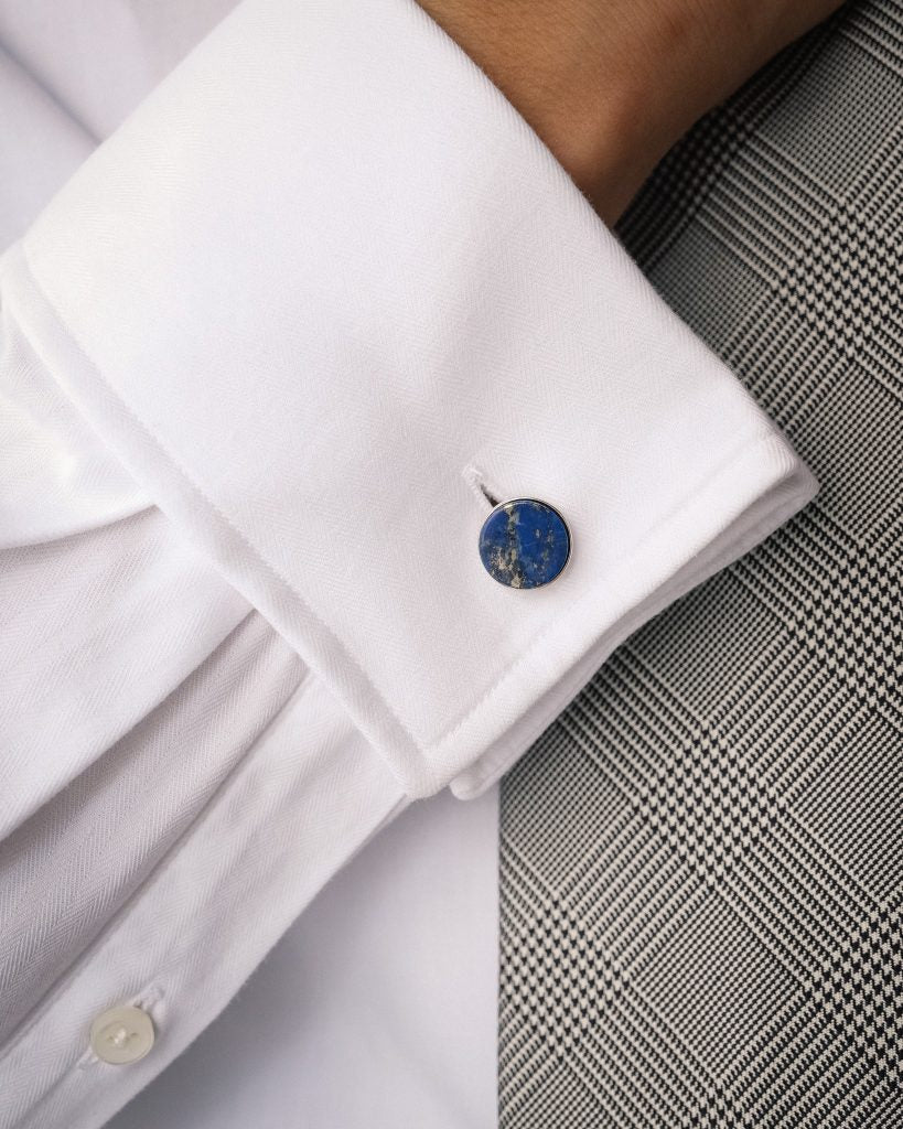 Codis Maya | Lapis Lazuli Bow Cufflinks Rhodium