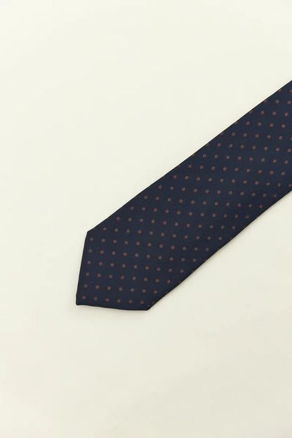 Holliday & Brown | Brown Dots Tie Navy 41149 3