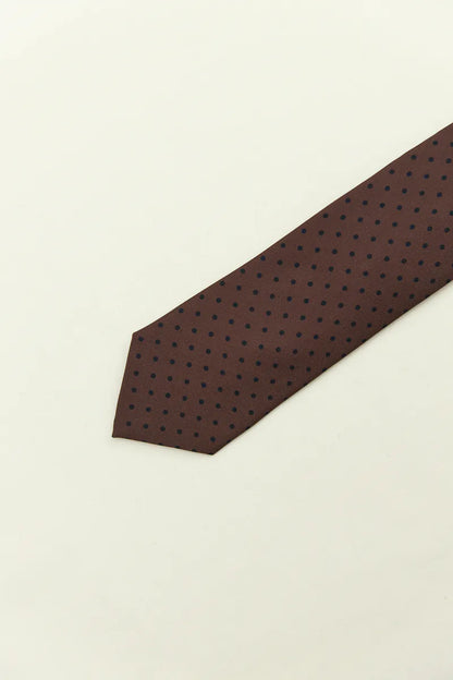 Holliday & Brown | Navy Dots Tie Brown 41149 4