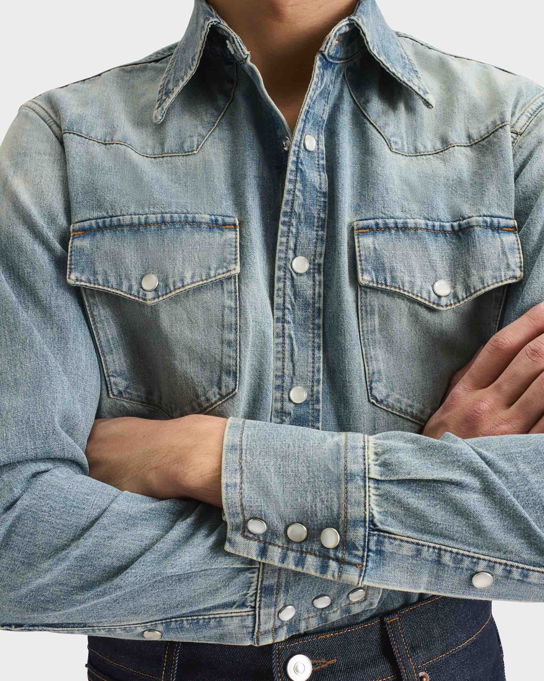Husbands Paris | Selvedge Denim Stone Washed Western Shirt – OAKROOM