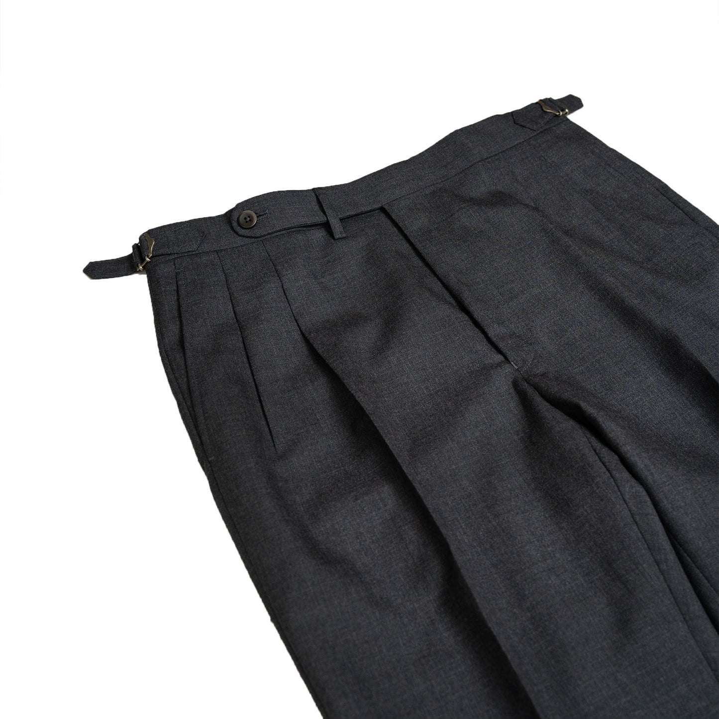 Echizenya | Charcoal Pleated Tropical Wool Trousers