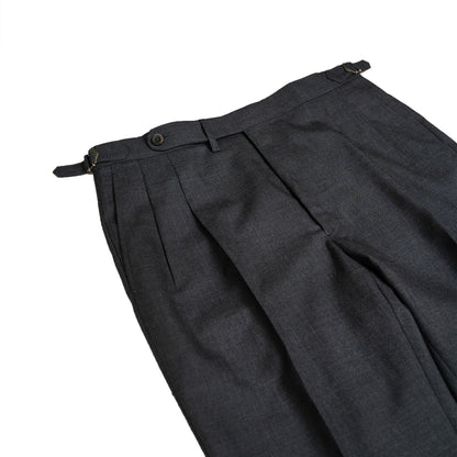 Echizenya | Charcoal Pleated Tropical Wool Trousers