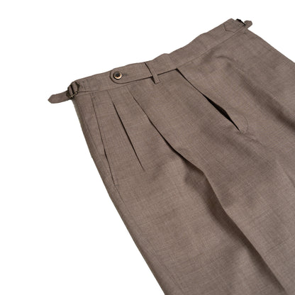Echizenya | Oatmeal Pleated Tropical Wool Trousers