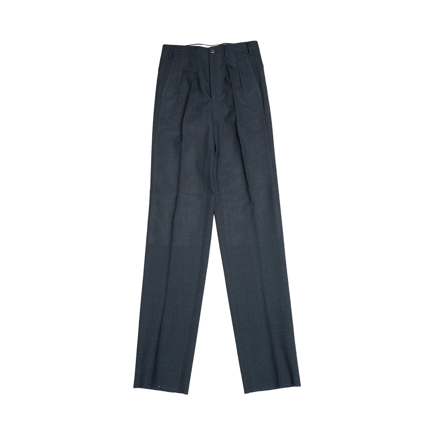 Echizenya | Bluish Grey Pleated 3-Ply Fresco Trousers