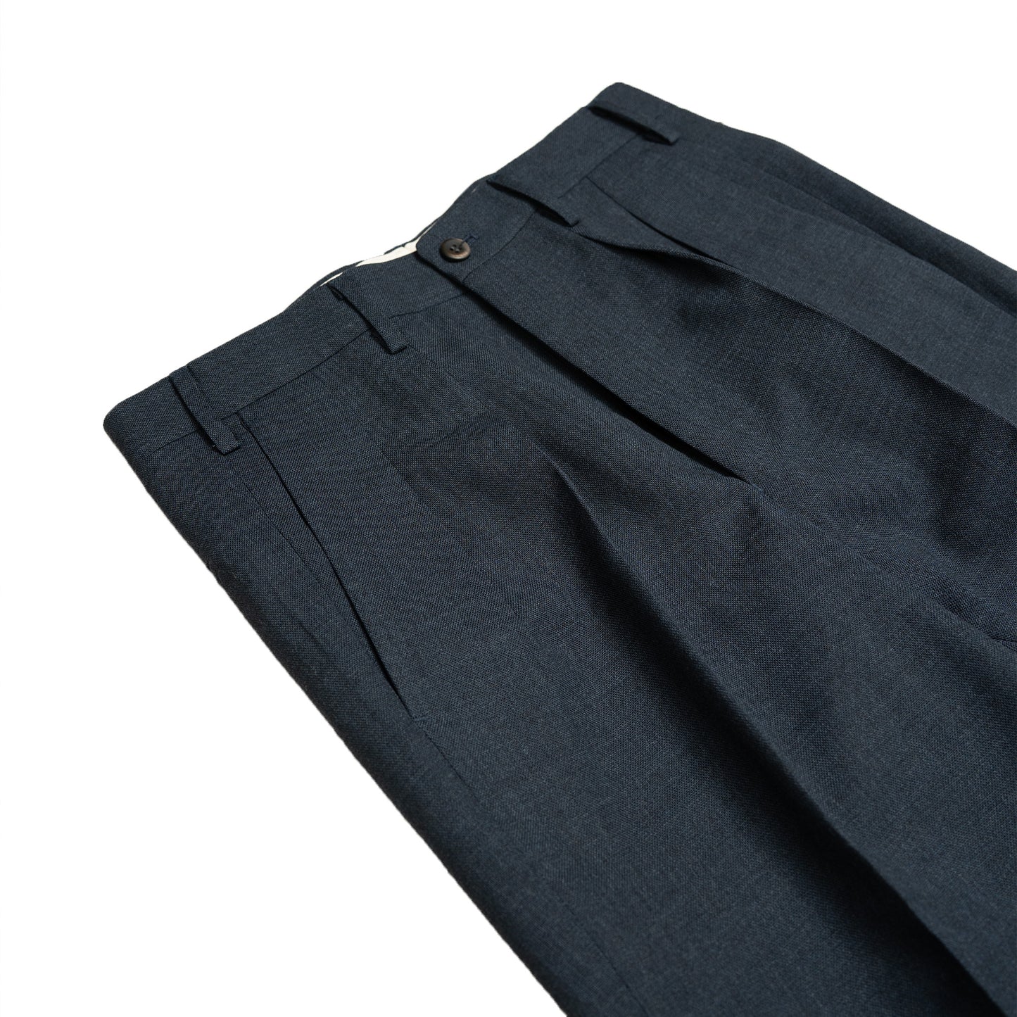 Echizenya | Bluish Grey Pleated 3-Ply Fresco Trousers
