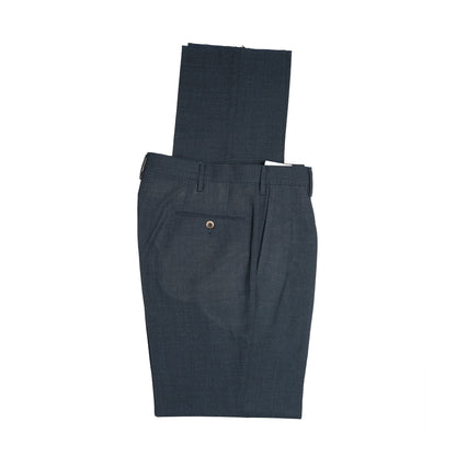 Echizenya | Bluish Grey Pleated 3-Ply Fresco Trousers