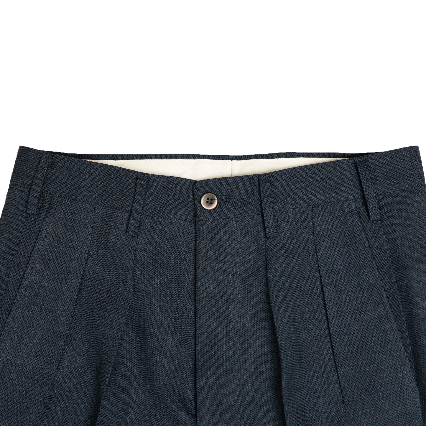 Echizenya | Bluish Grey Pleated 3-Ply Fresco Trousers