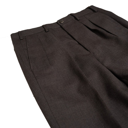 Echizenya | Dark Brown Pleated 3-Ply Fresco Trousers