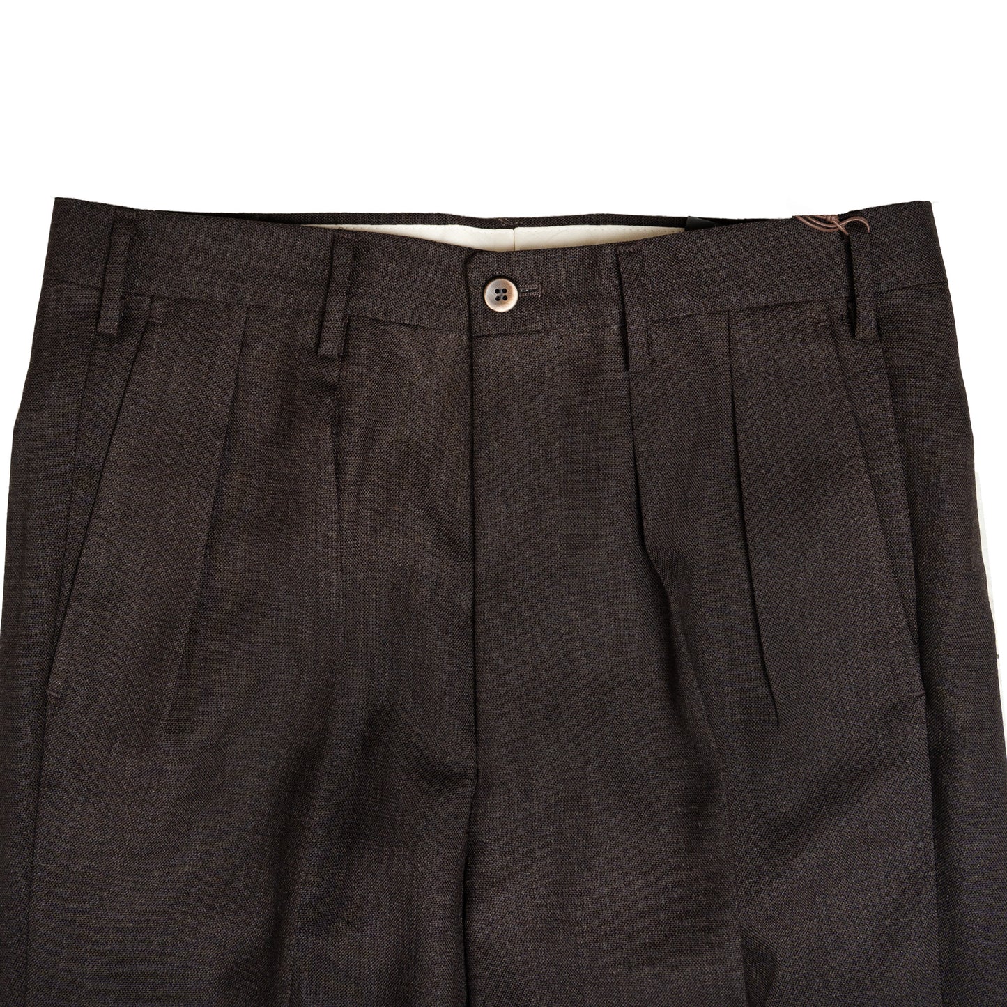 Echizenya | Dark Brown Pleated 3-Ply Fresco Trousers