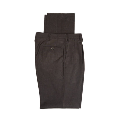Echizenya | Dark Brown Pleated 3-Ply Fresco Trousers