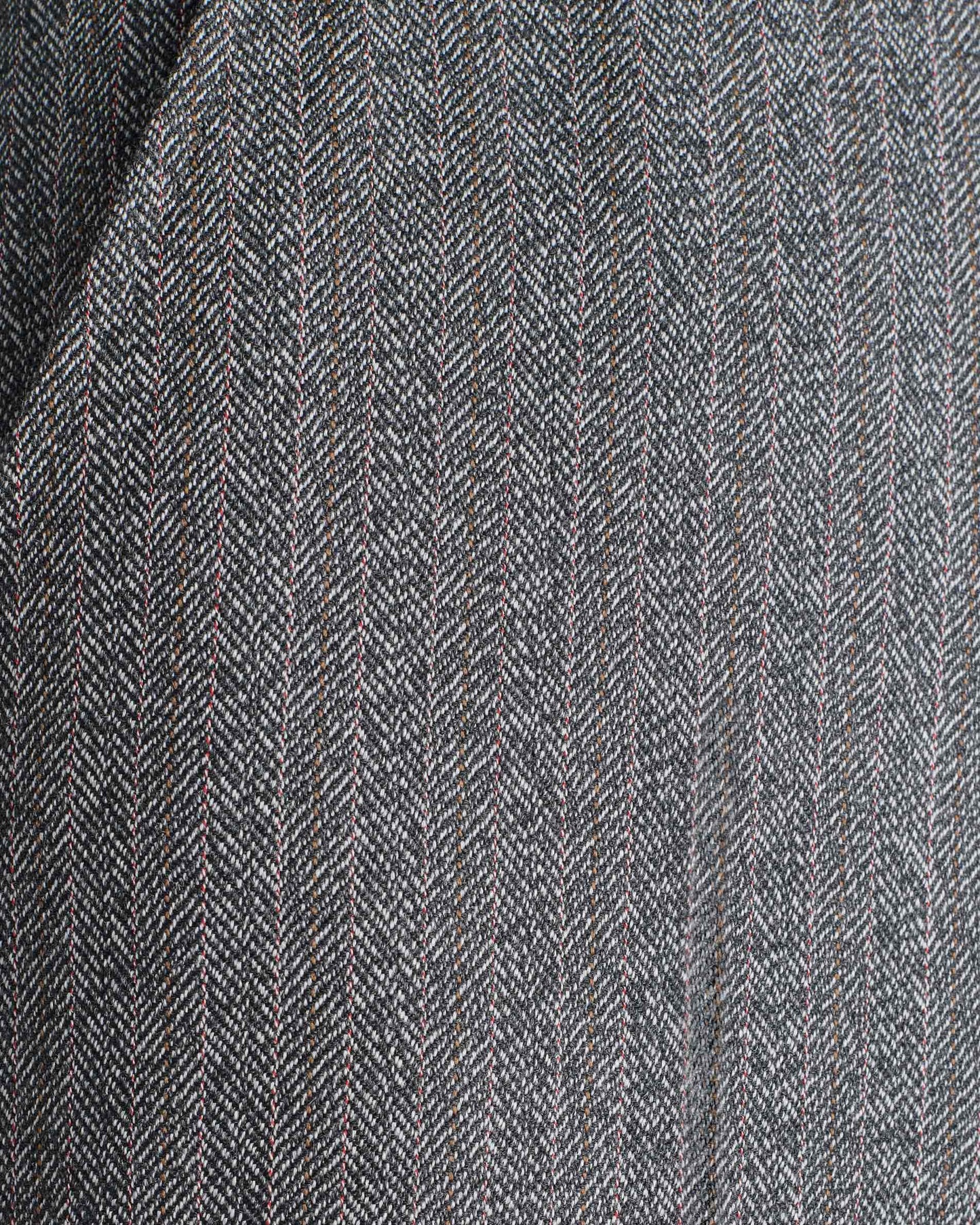 Husbands Paris | Wide Trousers in 4-ply Virgin Wool Twill Grey Herringbone With Stripes